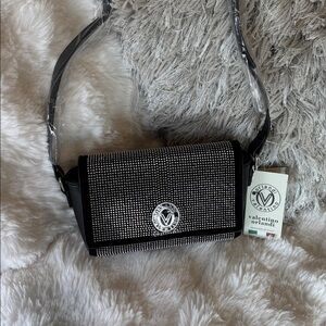 NWT Valentino Orlandi Black and Silver studded Crossbody Bag